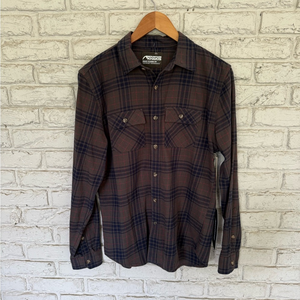 Mountain Khakis Men's Park Flannel Shirt Jackson Gray Size S Plaid Button Down